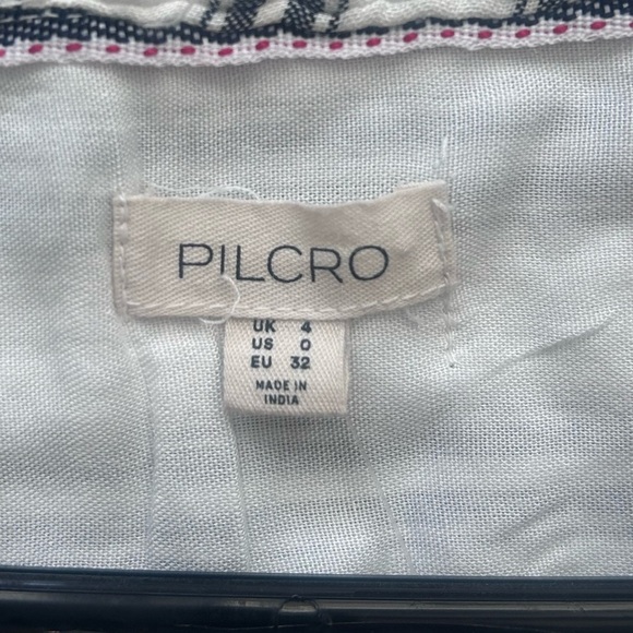 PILCRO- ANTHROPOLOGIE Blue  Ruffle-Collar Buttondown Dress - Picture 4 of 8